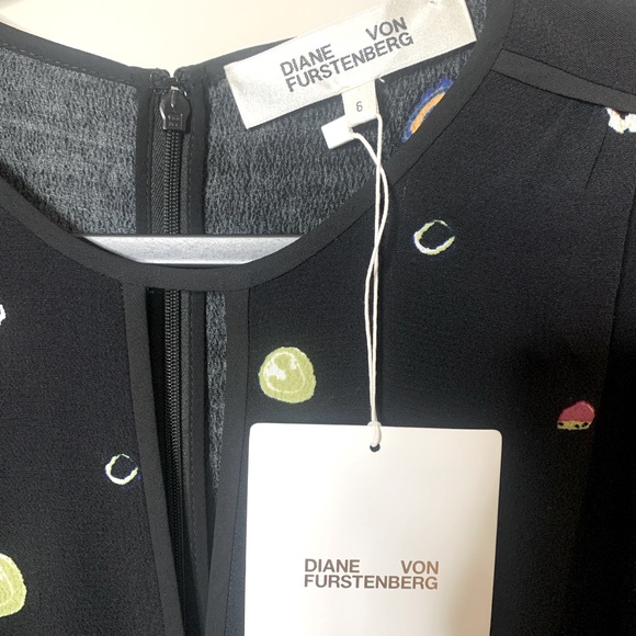 NWT Diane Von Furstenberg Andrea Dress in Polka Dot Agate / Black Sz. 6 - Picture 2 of 10